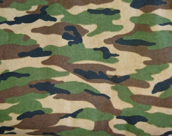 Green Camo Snuggle Flannel Fabric-By the Yard-Green Camouflage