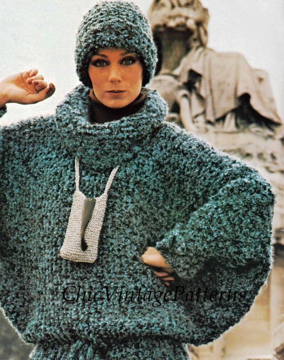 Knitted Sweater and Hat ... Ladies Batwing Sleeve Jumper ... Casual Elegance,...