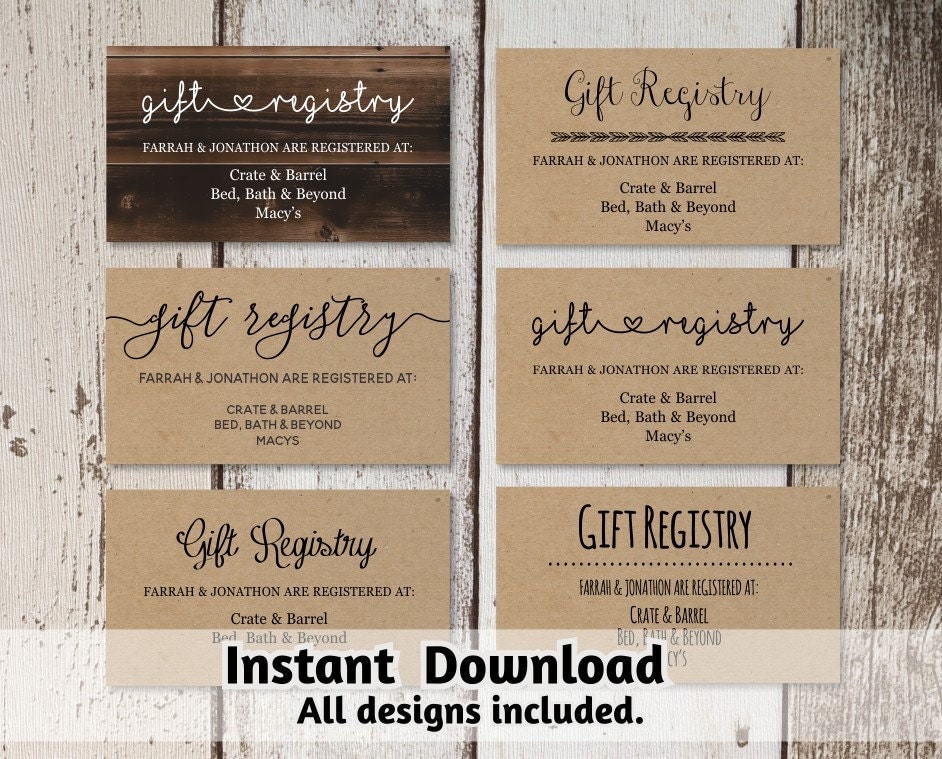 diy wedding registry printable wedding registry card template printable diy wedding registry printable wedding registry card template printable