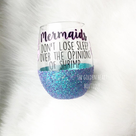 Download Mermaid stemless glitter wine glass/mermaids/mermaid