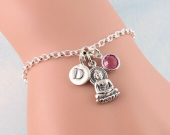 Buddha Bracelet, Sterling Silver Buddhism Bracelet, Buddhist Jewelry, Personalized Bracelet, Religion Jewelry, Monk Bracelet, Buddhist Monk