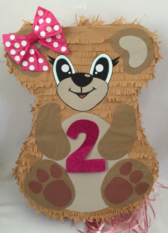 Girly Bear Pinata 2nd Birthday Pinata Second by Theperfectpinata