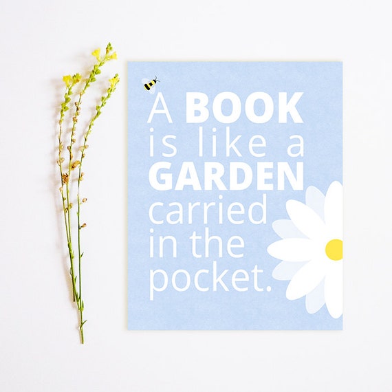 Spring themed book poster reading quote book lover gift