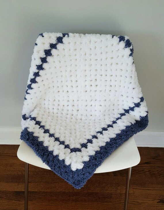Crochet Baby Blanket Baby Blue Blanket Isaac by UniqueKnitDesign