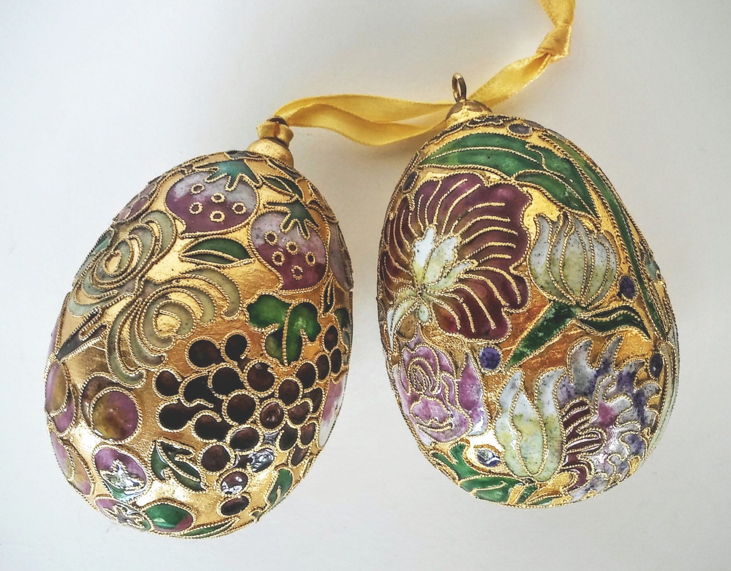 Large Enameled Cloisonne Collectible Eggs Cloisonne