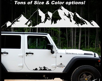 Mountain Range Vinyl Graphic Decal set for Car or Truck Custom Stickers Off road Northwest Rocky mountain scene