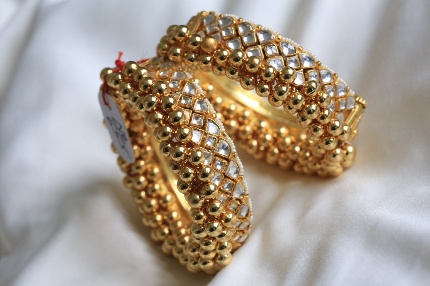 Ethnic Kundan Polki Bangles Openable Gold Plated Bangles