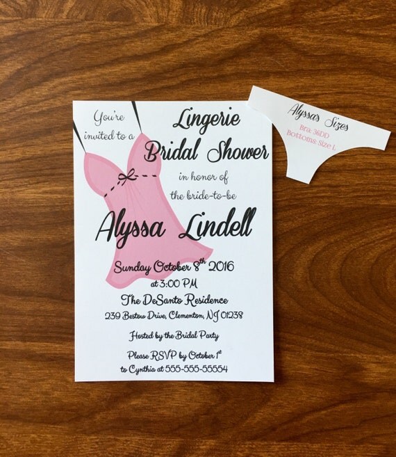 Lingerie Bridal Shower with little undies size insert
