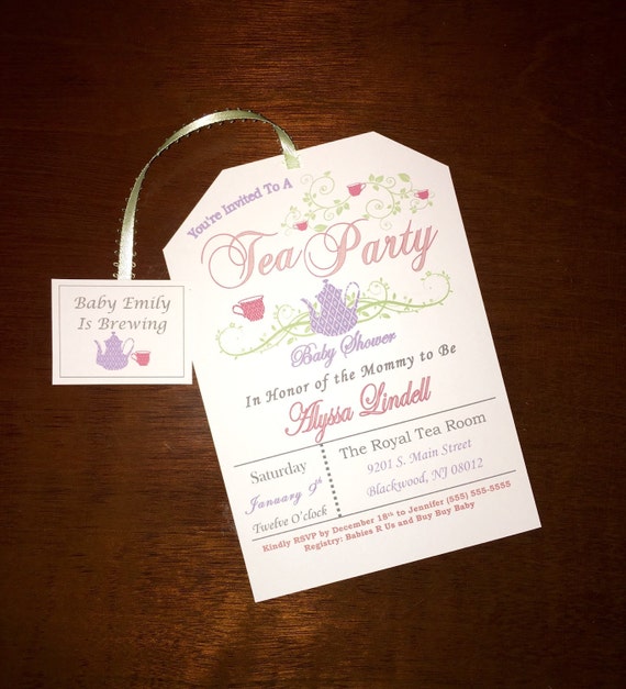 Printable Tea Bag Baby Shower Invitations