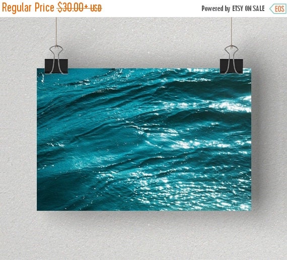 Teal Home Decor, Turquoise Water Print, Water Ripples, Teal Water, Teal