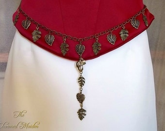 Woodland Girdle Belt, Bronze Leaves Chain Belt, Pagan Leaf Belt, Forest Fairy Belt, Autumn Waist Chain, Medieval Belt, Cosplay, Larp