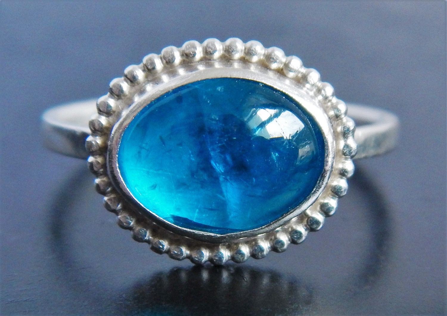 Neon Blue Apatite and Sterling Silver Ring Apatite Ring
