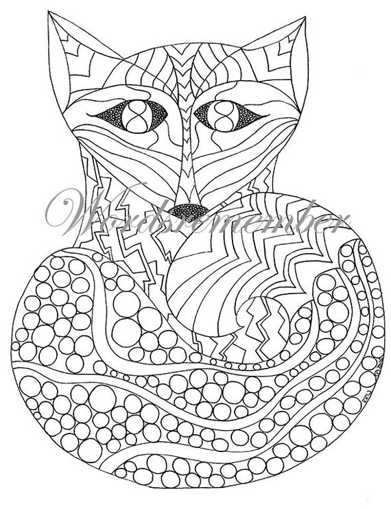 Adult Coloring Page Fox Art Digital Download Woodland   Il 570xN.929157340 125a 