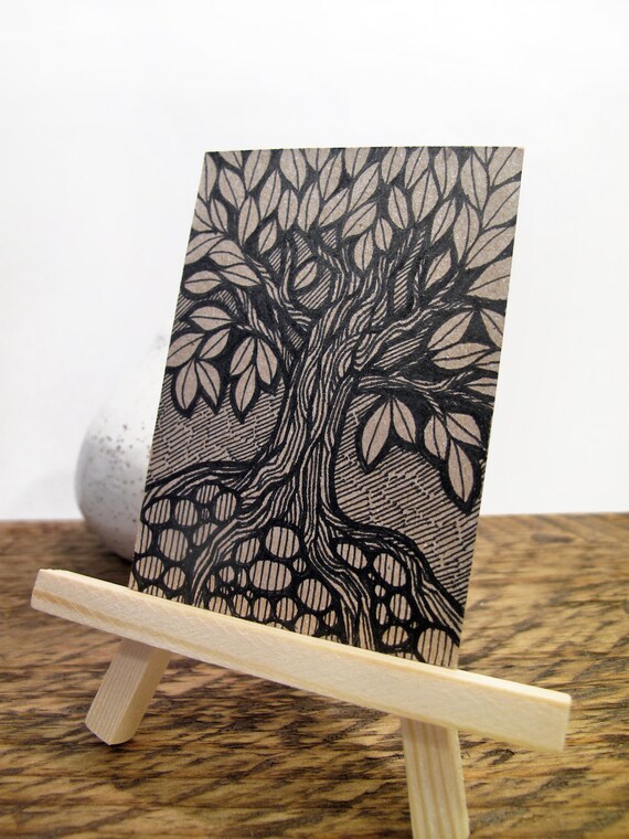 Items similar to Original Illustration Pen and Ink Art, Tree Leaves