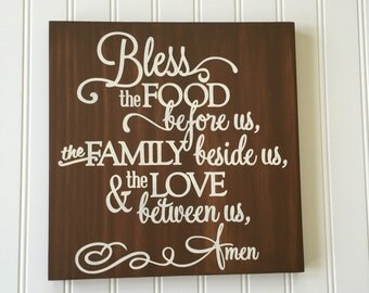 Bless the Food Before Us Sign - Dining Room Decor - Kitchen Sign - Children's Prayer - Prayer Before Meals - Kitchen Decor - Prayer Sign