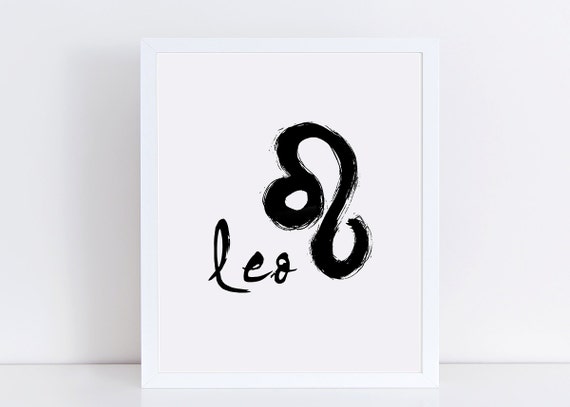 Calligraphy Leo Zodiac Sign Print Modern Astrology Gift