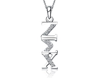 Zeta Sigma Chi Lavalier - Vertical Design Sterling Silver (ZSC-P001)