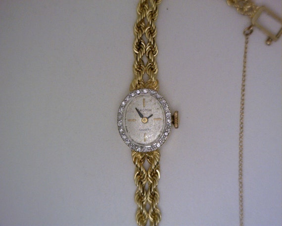 Vintage 14k Gold Croton Watch with Diamonds by IslandClockandWatch