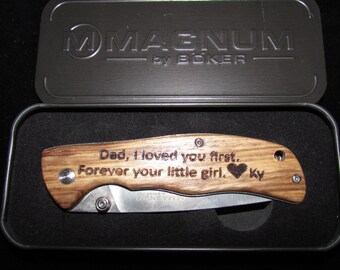 Personalized Knife, Father of the Bride Gift, Gift to Dad/Grandpa, Anniversary Gift, Custom Handwriting, Laser Engraved Pocket Knife