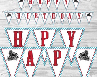Thomas The Train Party Banner INSTANT DOWNLOAD- Printable Thomas The Train "Happy Birthday" Banner - Thomas and Friends