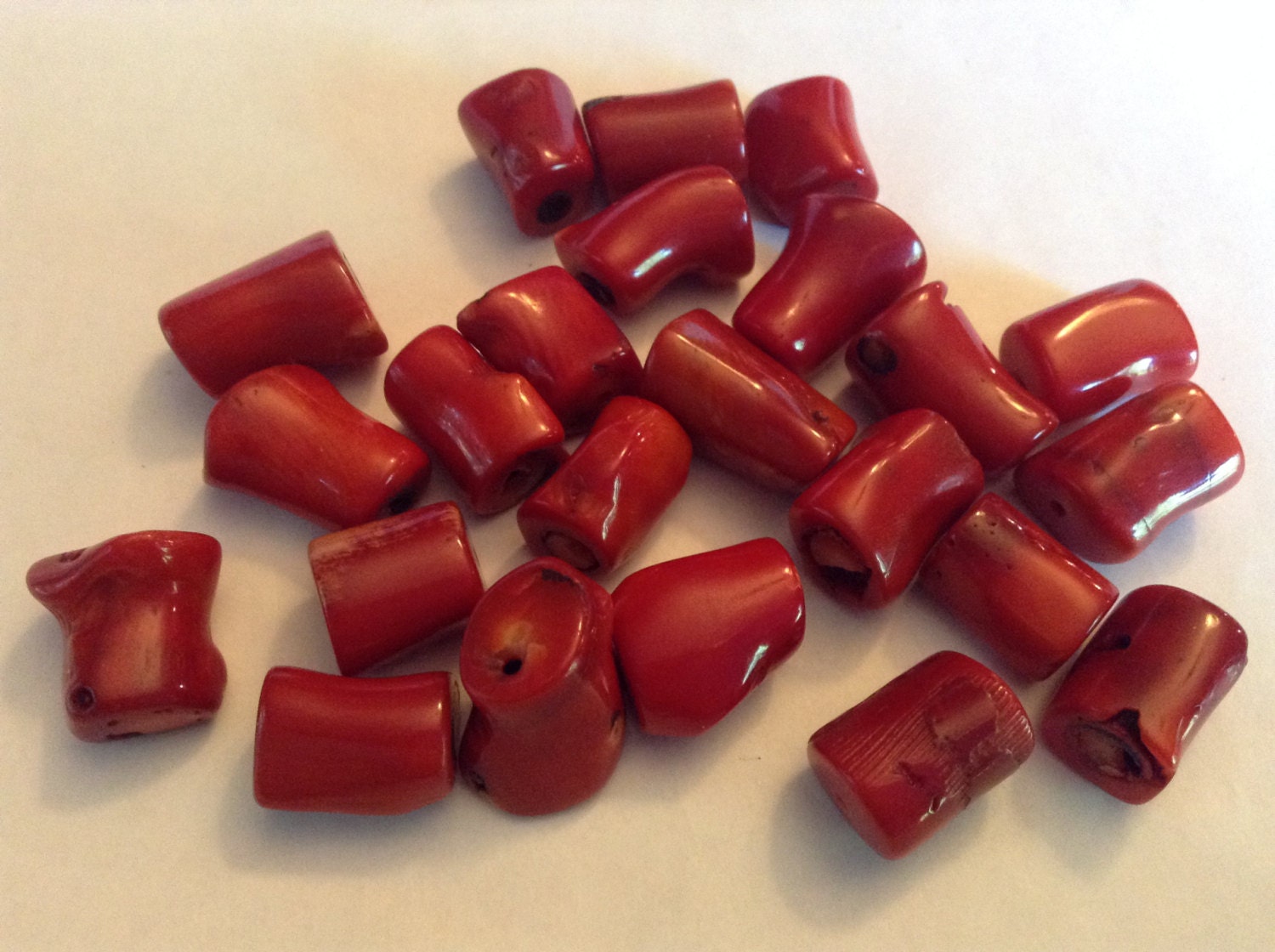 Red bamboo coral beads dyed