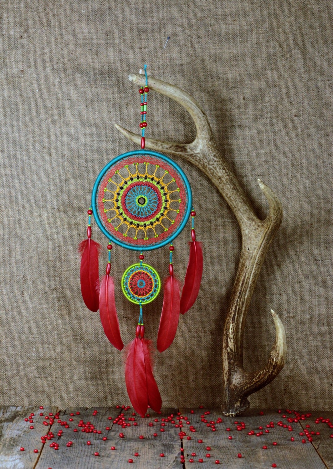 Dream catcher multi color/Bright by MyHappyDreams on Etsy