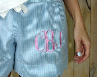 Seersucker lounge shorts for women
