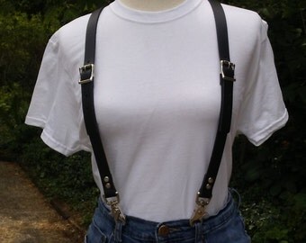 Leather suspenders, mens suspenders, womens suspenders, handmade suspenders, wedding suspenders, black suspenders, groomsmen suspenders