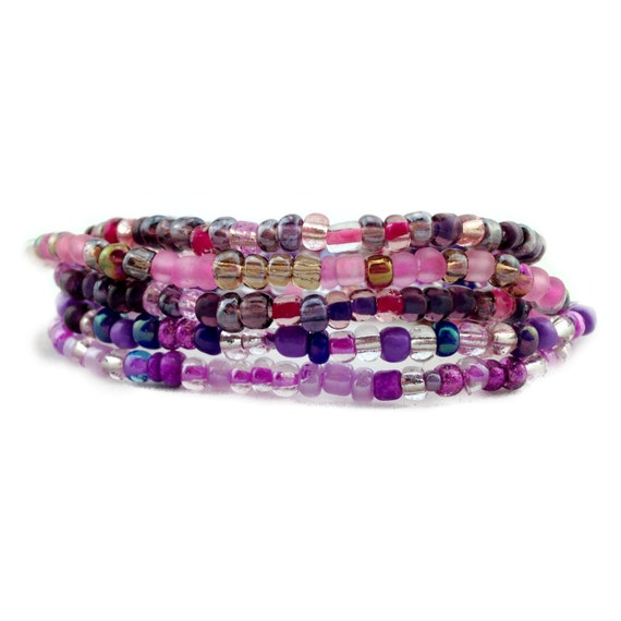 Purple Seed Bead Stretch Bracelets Bracelet by SosefinaBelinda