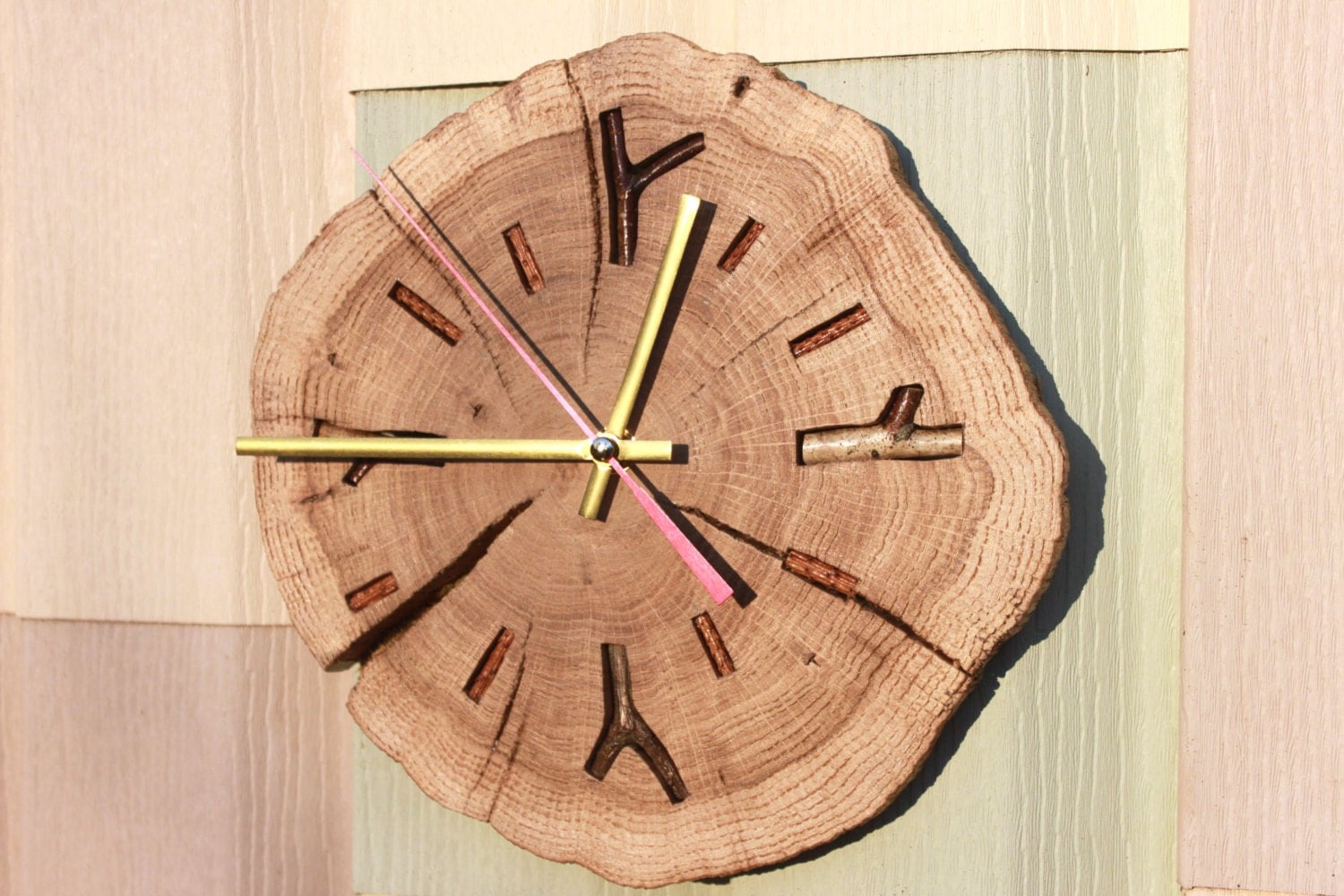 Oak old tree stump Natural 100 Wood Wall Clock Natural