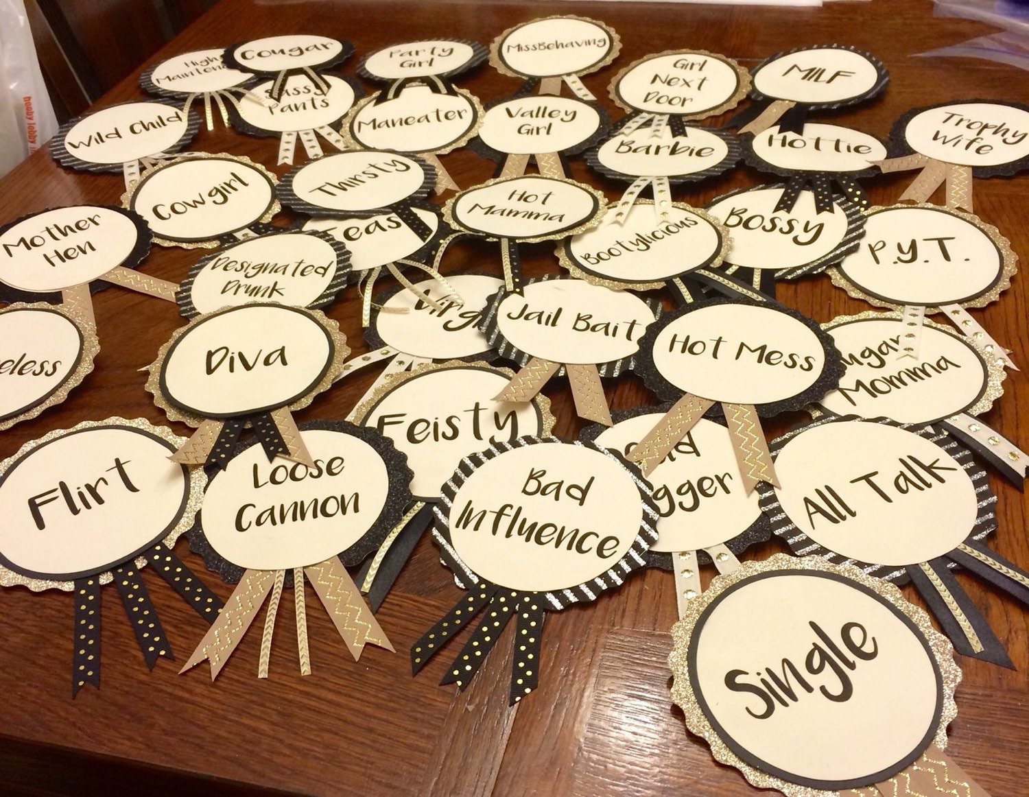 Glittered Bridal Shower Bachelorette Party Pins By Dnicedetails 1460