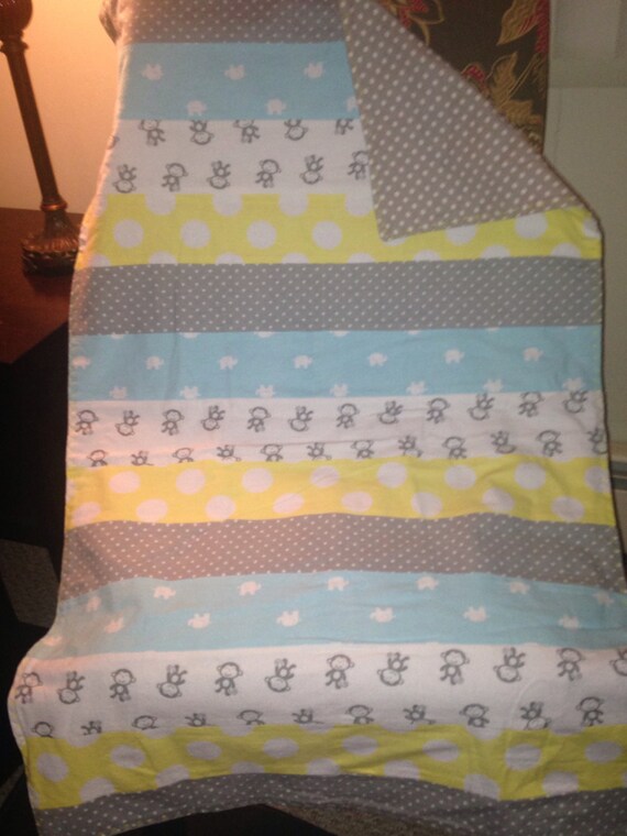 Baby Crib Size Receiving Stroller Blanket-Reversible-Animals