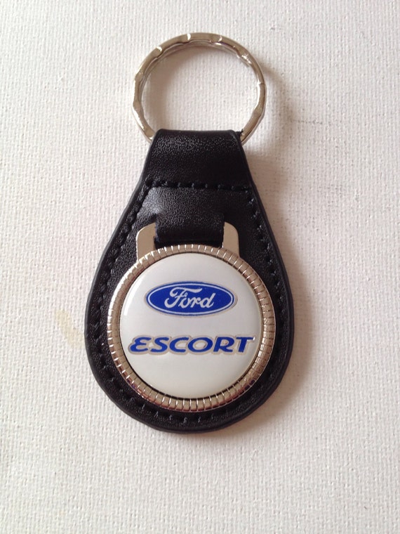 Ford Escort Keychain Genuine Leather Old School Key Chain