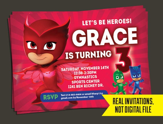 PJ Masks Invitation PJ Masks Birthday Owlette Invitation