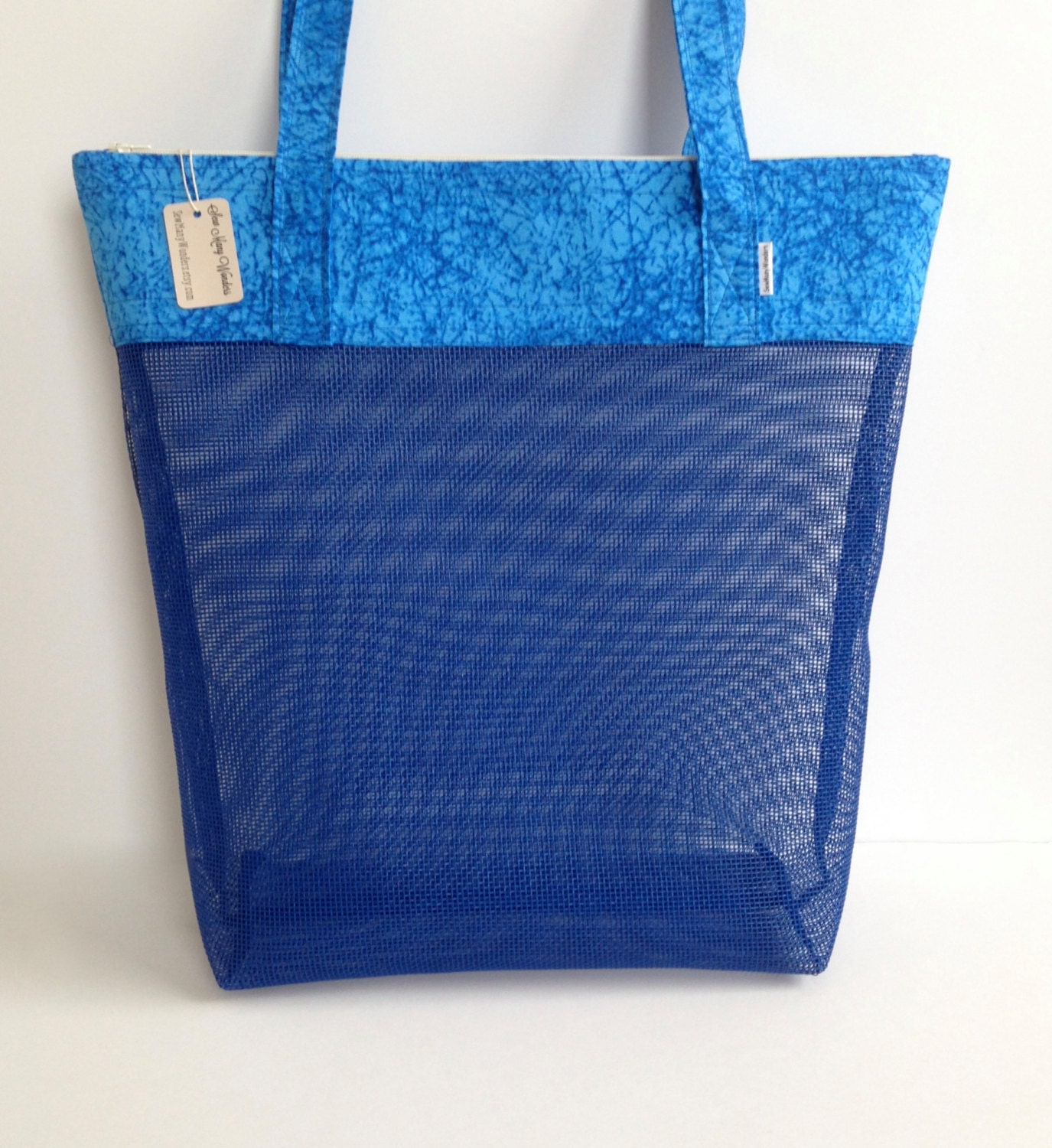Seashell Collecting Mesh Bag Vinyl Mesh Blue Beach Bag