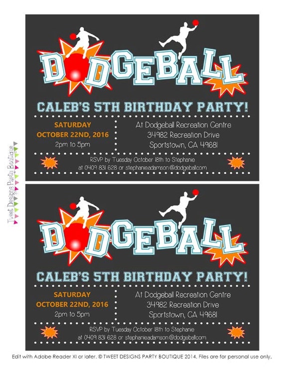 DODGEBALL INVITATION Instant download invitation Dodgeball