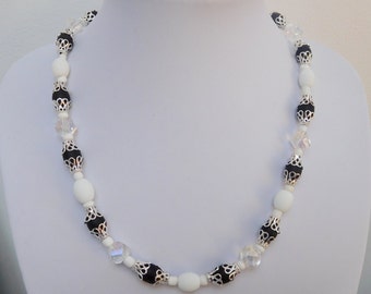 Items similar to Black and white butterfly multi-strand necklace on Etsy