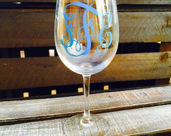 Custom monogrammed wine glass