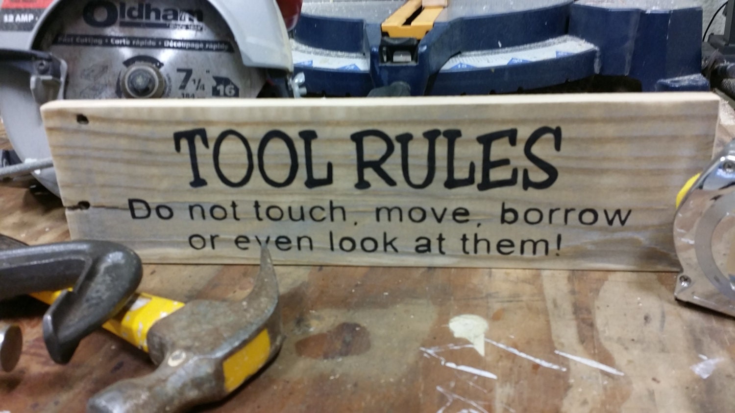 Tool rules sign Reclaimed wood sign by ACreativePeace