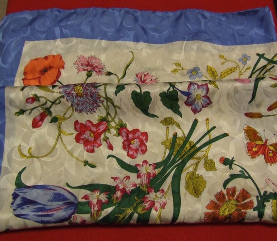 Floral Scarf Flower Scarf Designer Scarf Vintage Scarf