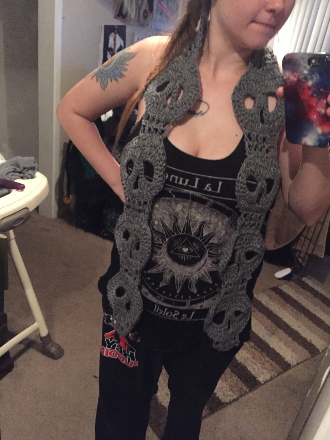 Crocheted Skull Scarf