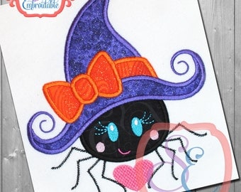 SPIDER WITCH HAT Applique Design For Machine Embroidery