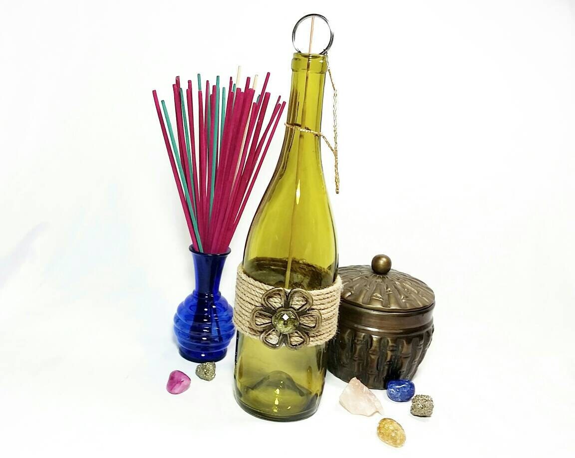 Upcycled Wine Bottle Incense Burner/No Mess Recycled
