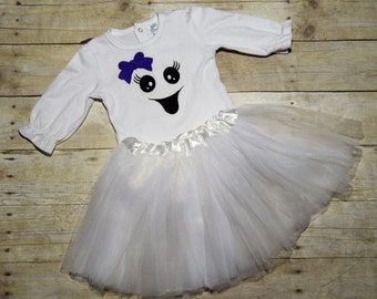 Baby girl Halloween costume, ghost costume, Girly ghost, tutu, trick or treat, ghost face, halloween party