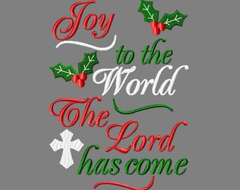 Buy 3 get 1 free! Joy to the world The Lord has come embroidery design, Christmas embroidery design 5x7 6x10