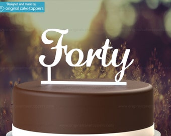 40th Birthday Cake Topper - "Forty" - WHITE - OriginalCakeToppers