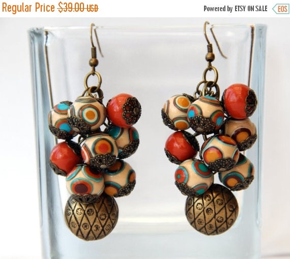 ON SALE Fimo clay earrings Colorful by EriolaJewelryAtelier