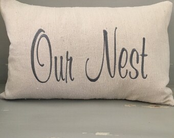 Our Nest Pillow Cover Embriodered On Canvas Material
