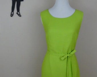 Vintage 1950's Lime Green Dress / 50s Wiggle Dress SM tr