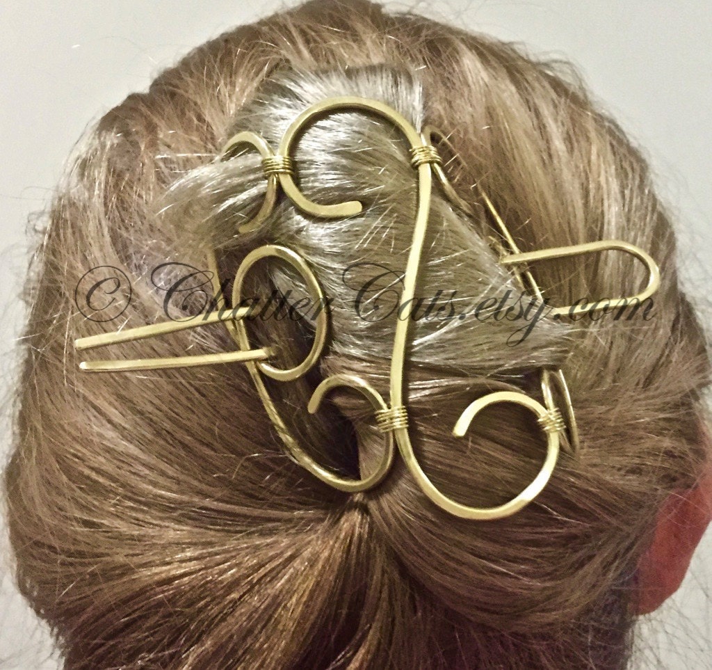 Bun Holder Brass Bun Cage Hair Stick Barrette Hair Pick Hair